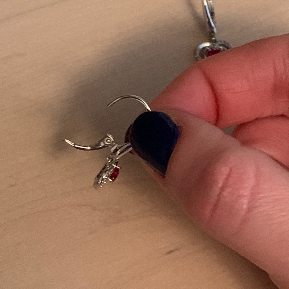 Lab-Created Ruby And Sterling Silver Earrings - image 2